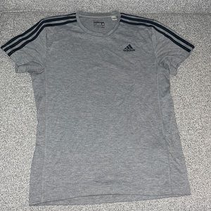 adidas Essentials Cotton 3 Stripe T-Shirt - Gray/Black